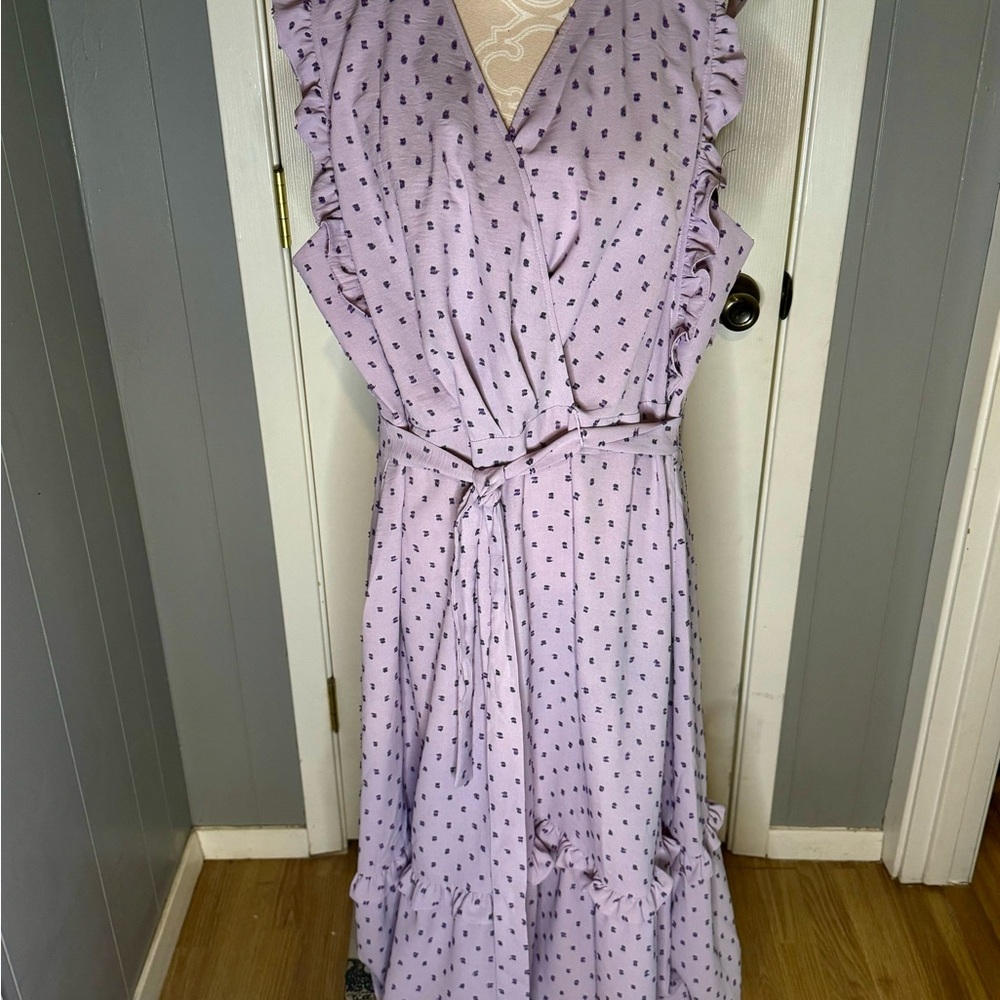 Ruffle dress faux wrap.